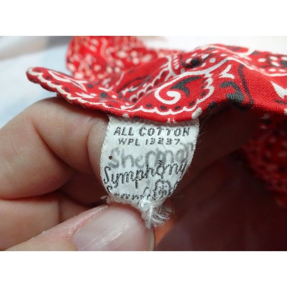 RARE Vintage 40s‎ Red Bandana Formed headscarf by SYMPHONY land girl WW2 - Picture 5 of 6